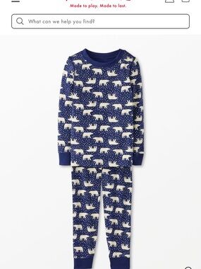 Hannah Andersson Navy Polar Bear Print Pajama Set 3t NWOT
